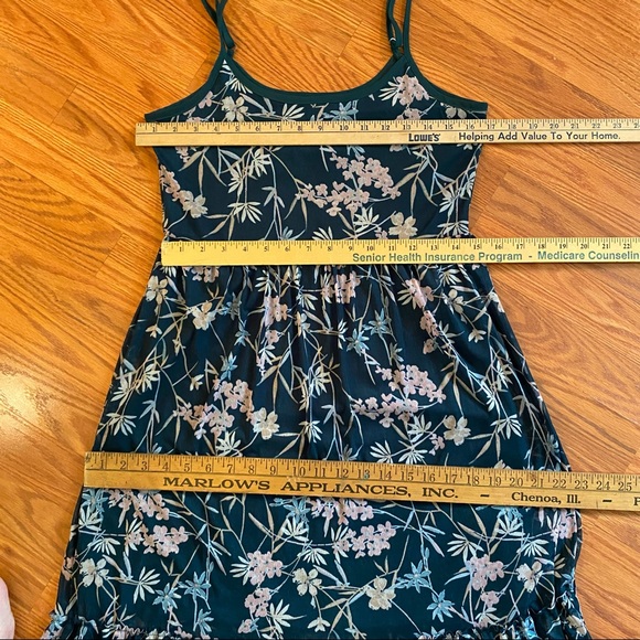 Emerald Floral Mesh Gown Half Slip Dress Size Medium Sleeveless Midi Maxi Dress - Picture 9 of 13